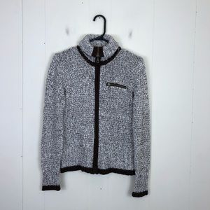 Cherokee Full Zip Knit Speckled Turtleneck Sweater Sz S